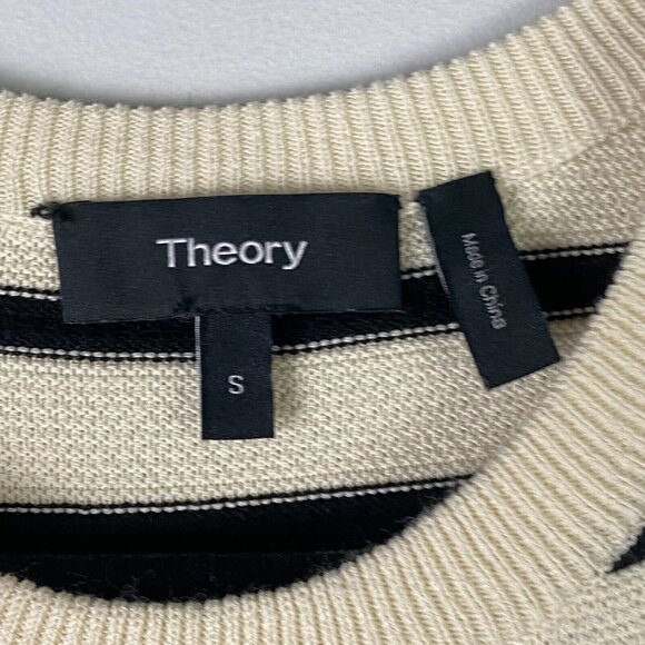 Theory Black and Cream Striped Dress - Picture 4 of 11